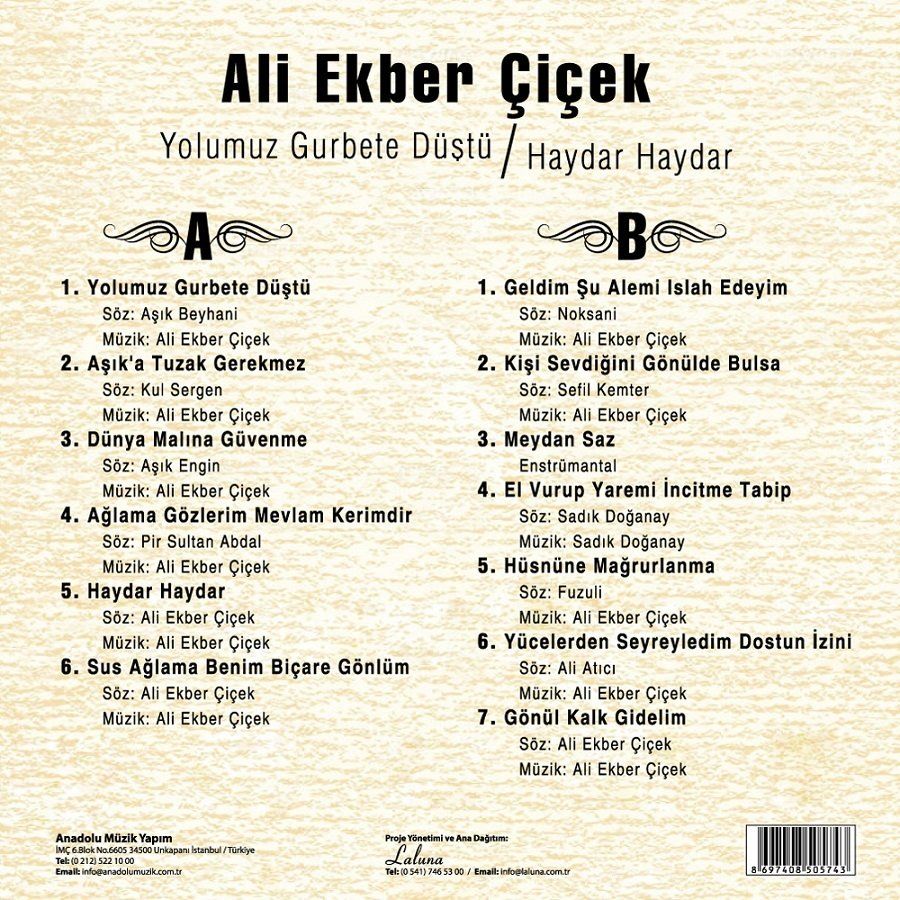 ALİ EKBER ÇİÇEK - YOLUMUZ GURBETE DÜŞTÜ / HAYDAR HAYDAR (LP)
