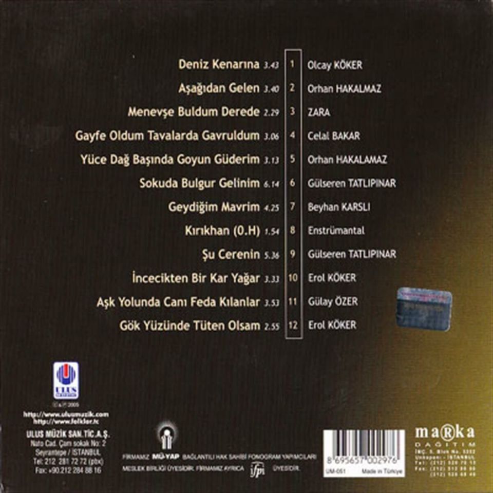 TÜRKÜLERLE TÜRKİYE (TÜRKİYE WITH FOLK SONGS) - 80 OSMANİYE (CD)