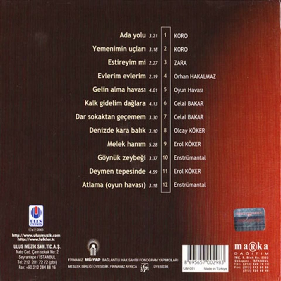 TÜRKÜLERLE TÜRKİYE (TÜRKİYE WITH FOLK SONGS) - 81 DÜZCE (CD)