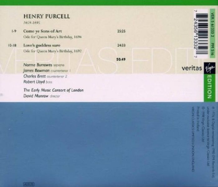 PURCELL - BIRTHDAY ODES FOR QUEEN MARY DAVID MUNROW (CD) (1998)