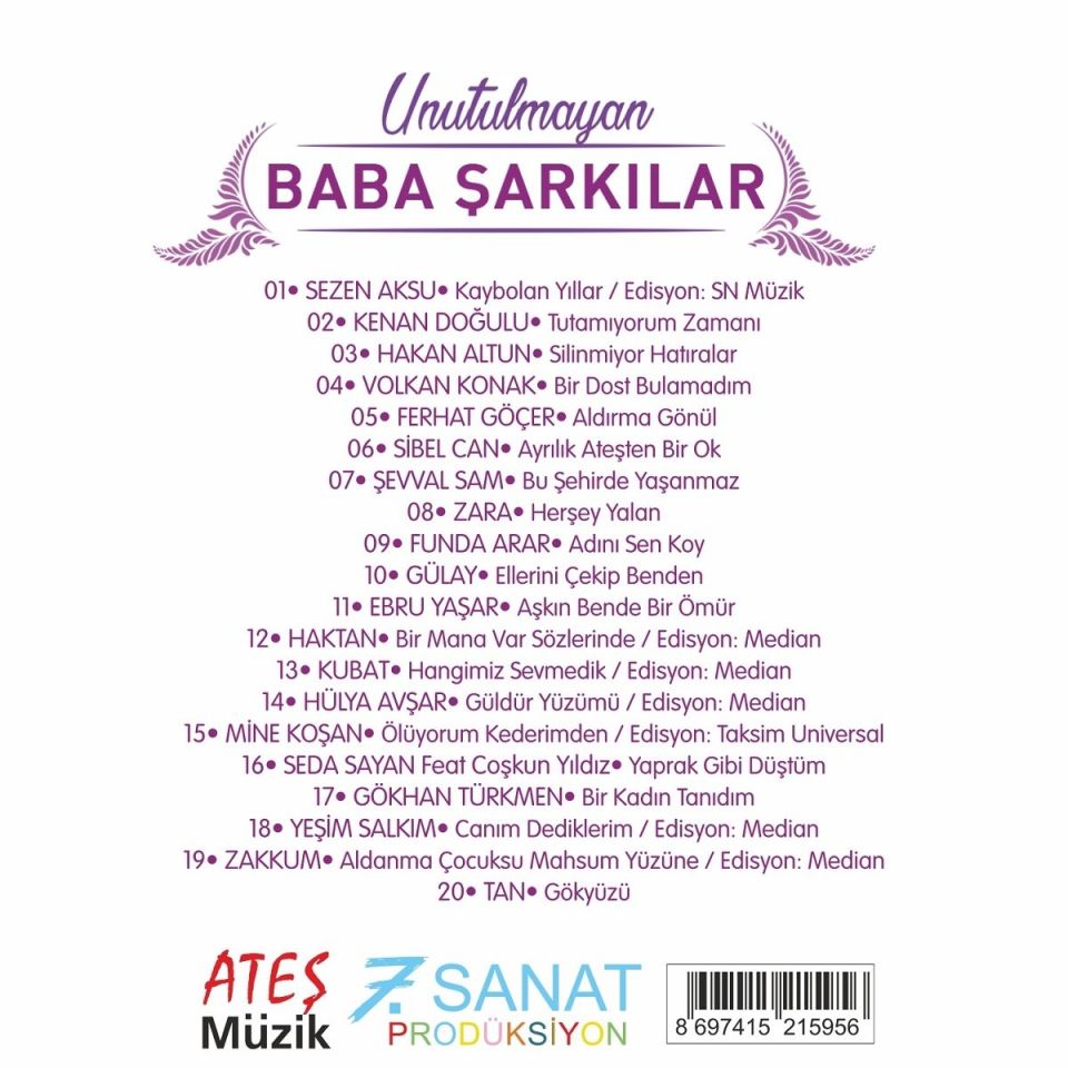 UNUTULMAYAN BABA ŞARKILAR - ÇEŞİTLİ SANATÇILAR (2 CD)