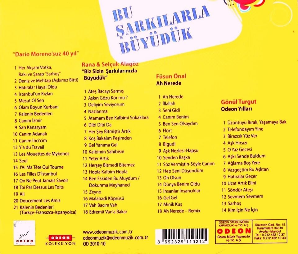 BU ŞARKILARLA BÜYÜDÜK - DARIO MOERNO, RANA & SELÇUK ALAGÖZ, FÜSUN ÖNAL, GÖNÜL TURGUT (4 CD) (2012)