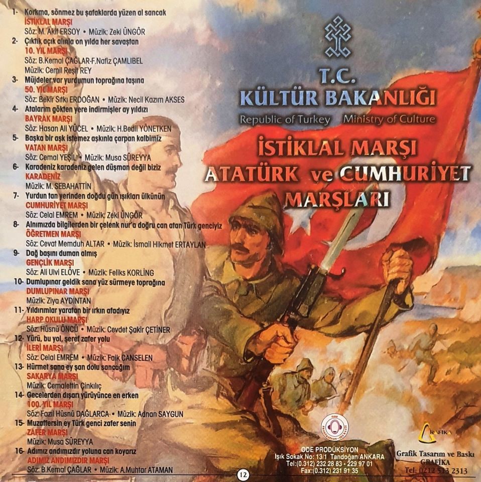 İSTİKLAL MARŞI ATATÜRK VE CUMHURİYET MARŞLARI - DEVLET ÇOK SESLİ KOROSU (CD)