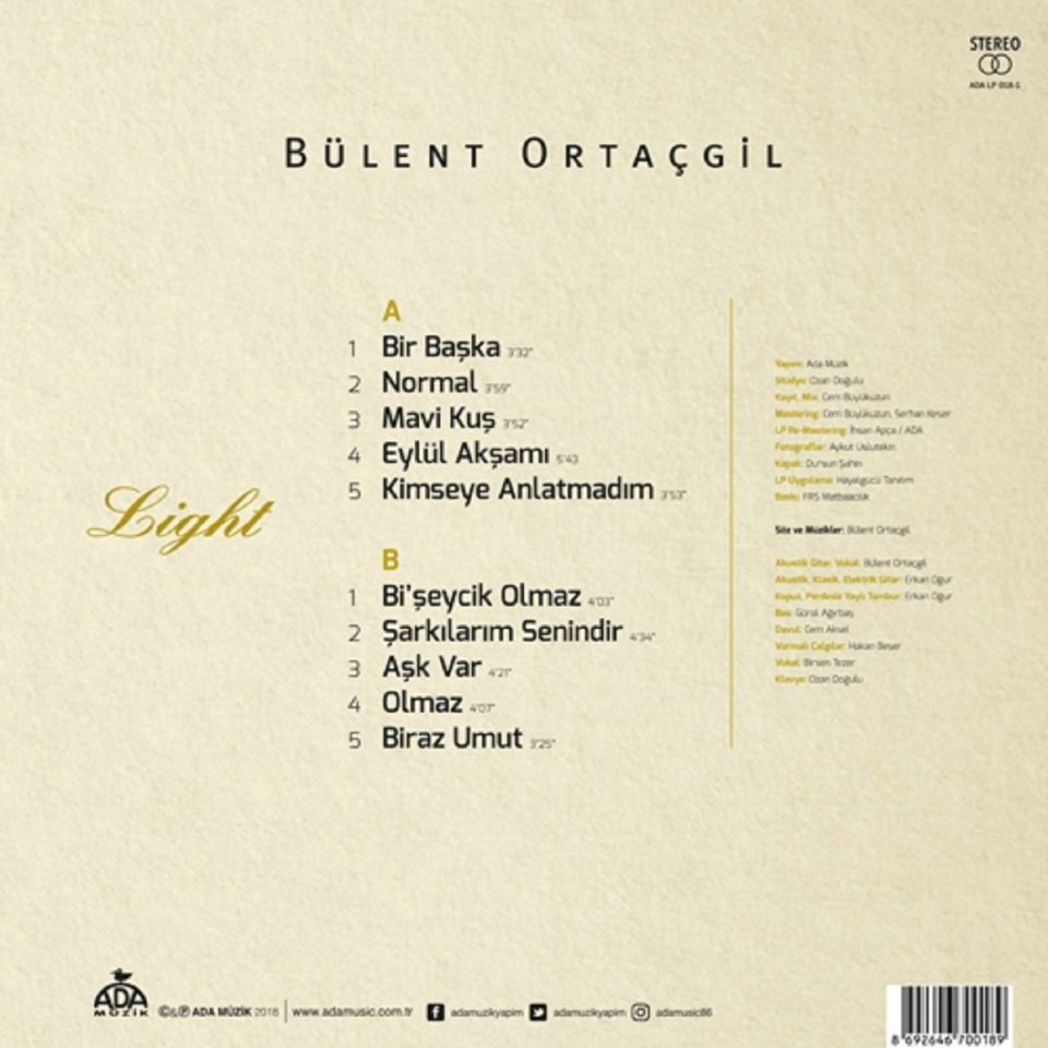 BÜLENT ORTAÇGİL - LİGHT (LP)