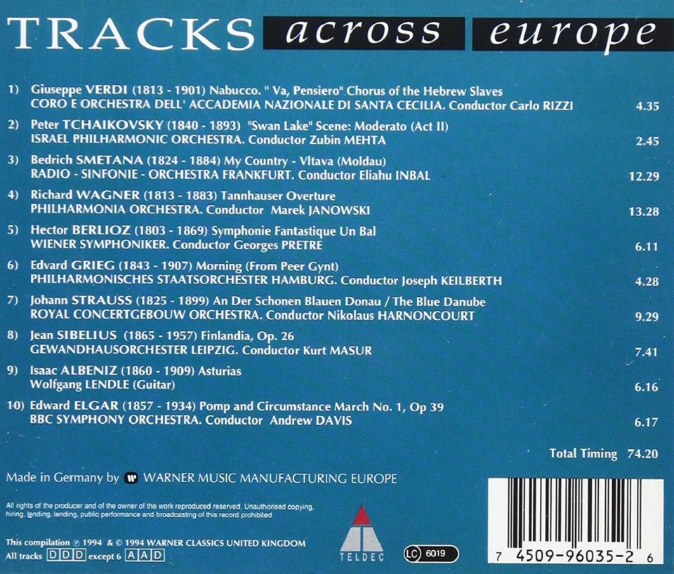 TRACKS ACROSS EUROPE - VARIOUS (CD) (1994)