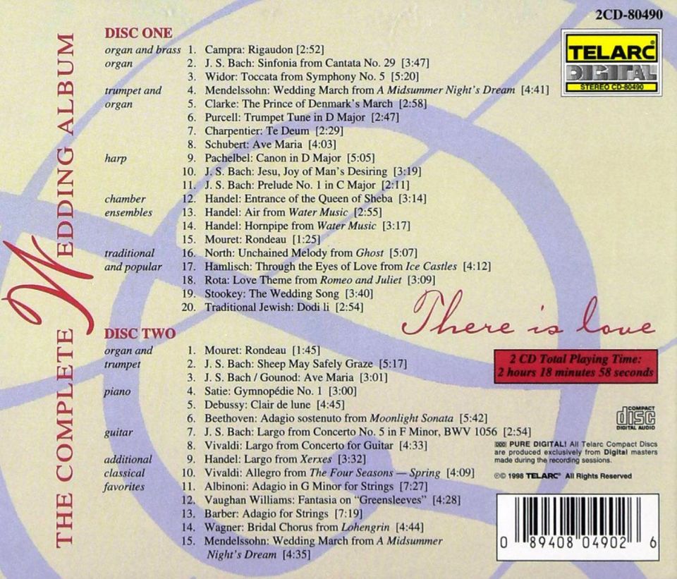WEDDING MUSIC - THE COMPLETE WEDDING MUSIC THERE IS LOVE (2 CD) (1998)
