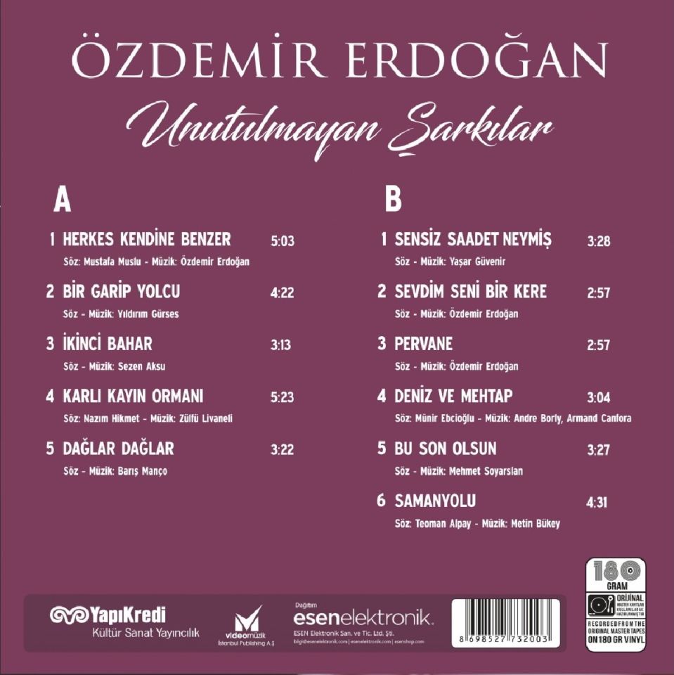 ÖZDEMİR ERDOĞAN - UNUTULMAYAN ŞARKILAR (LP)