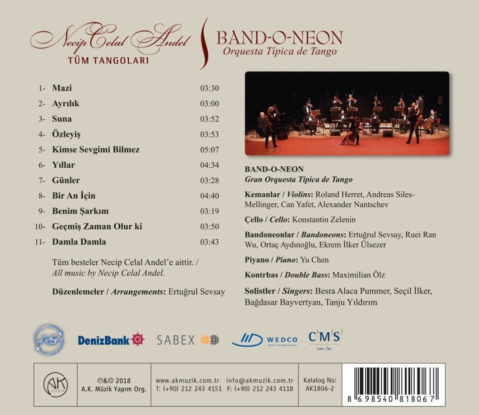 NECİP CELAL ANDEL - TÜM TANGOLARI (CD) (BAND-O-NEON / ERTUĞRUL SEVSAY)