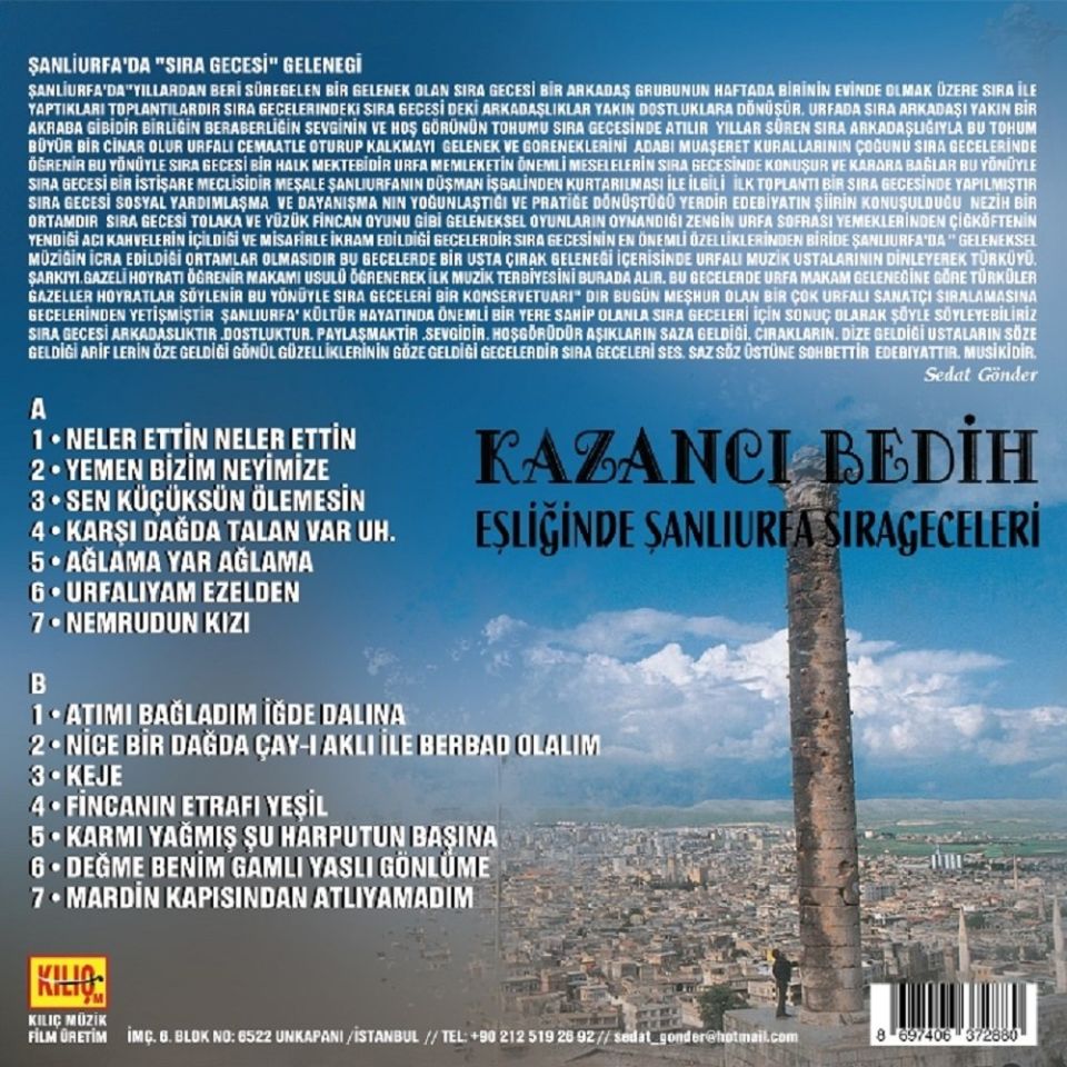 KAZANCI BEDİH - ŞANLIURFA SIRA GECELERİ (LP)
