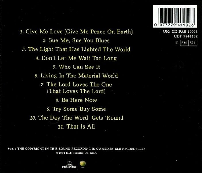 GEORGE HARRISON - LIVING IN THE MATERIAL WORLD (CD) (1991)