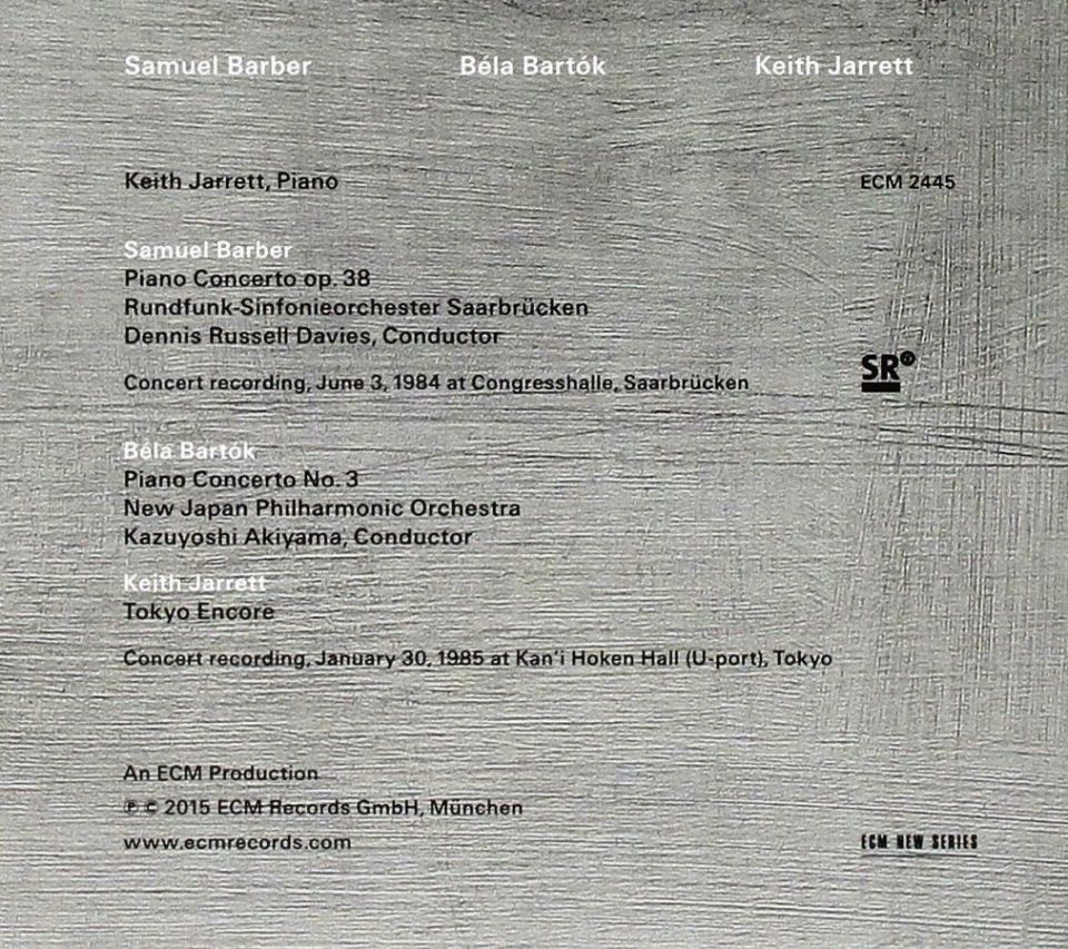KEITH JARRETT, RUNDFUNK SINFONIEORCH. SAARBRÜCKEN, NEW JAPAN PHIL., DAVIES, AKIYAMA - BARBER, BARTOK: PIANO CONCERTO