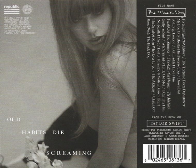 TAYLOR SWIFT - THE TORTURED POETS (THE BLACK DOG) (CD) (2024)