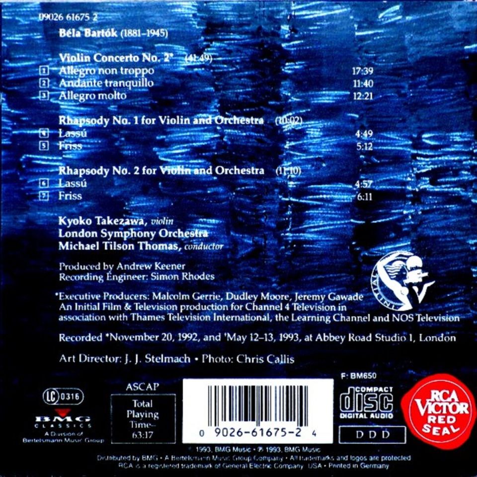 KYOKO TAKEZEWA  - BARTOK VIOLIN CONCERTO NO.2 (CD)
