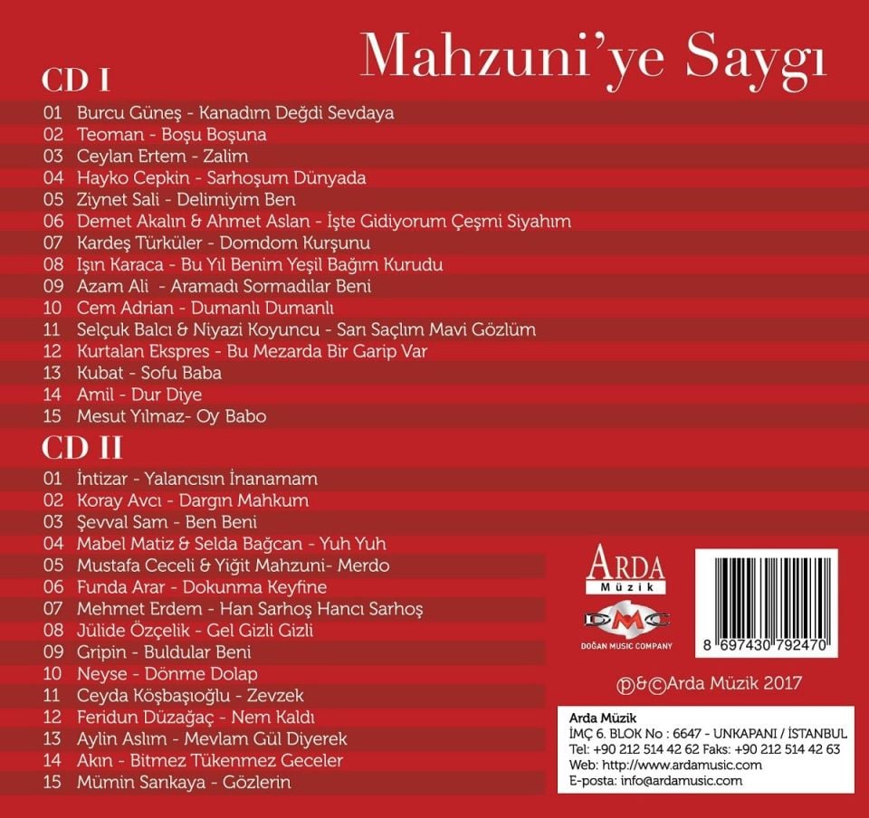 MAHZUNİ'YE SAYGI - ÇEŞİTLİ SANATÇILAR (2 CD)