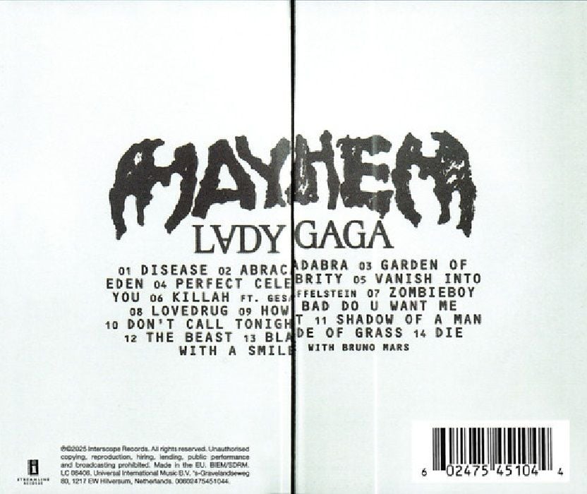 LADY GAGA - MAYHEM (14 TRACK) (CD) (2025)