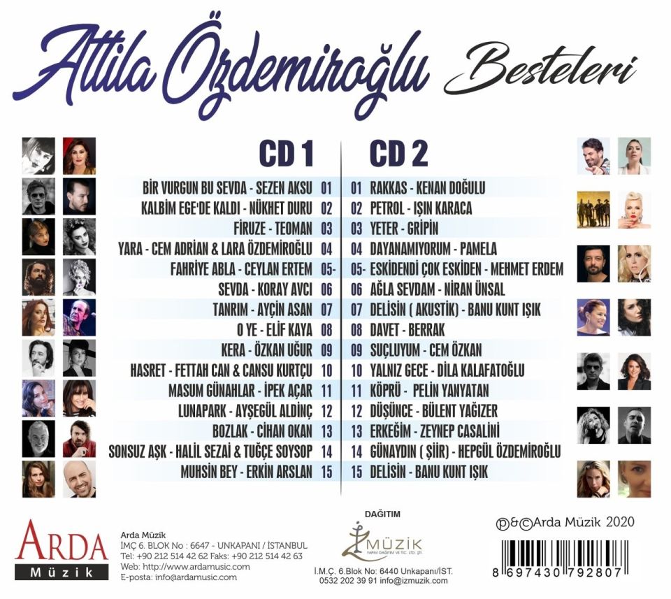 ATİLLA ÖZDEMİROĞLU BESTELERİ - ÇEŞİTLİ SANATÇILAR (2 CD)