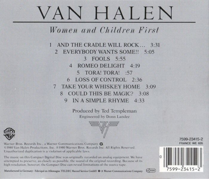 VAN HALEN - WOMEN AND CHILDREN FIRST (CD) (1980)
