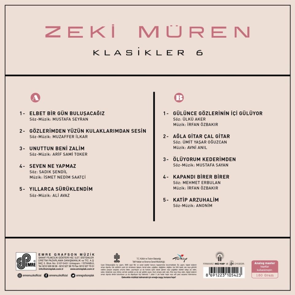 ZEKİ MÜREN - KLASİKLER 6 (LP)