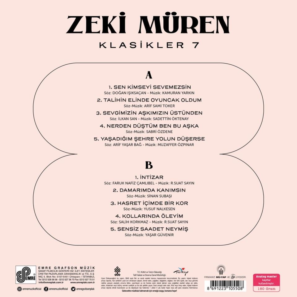 ZEKİ MÜREN - KLASİKLER  7 (LP)