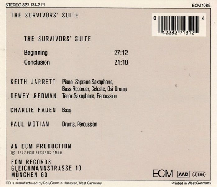 KEITH JARRETT - THE SURVIVORS' SUITE (CD) (1977)