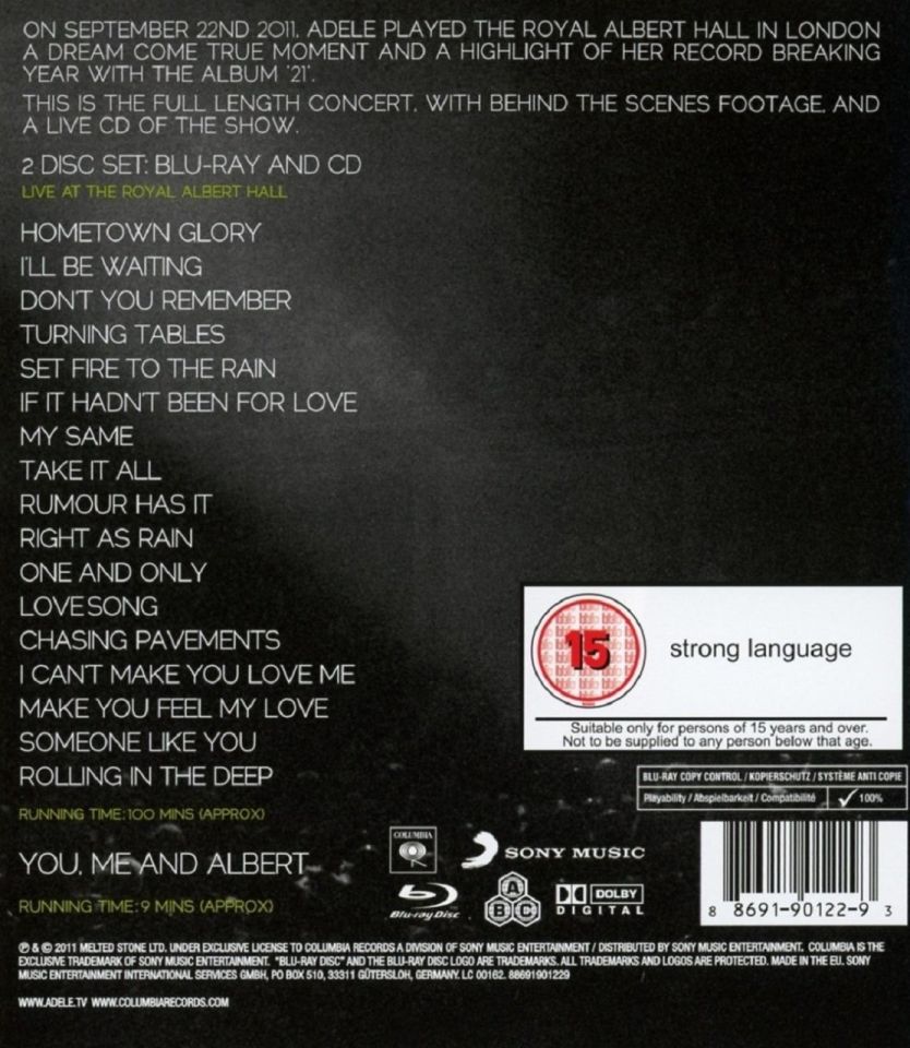 ADELE – LIVE AT THE ROYAL ALBERT HALL (BLU-RAY+CD)