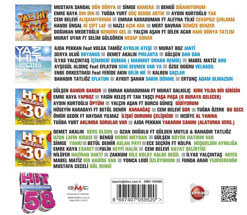 58 HiT - KARIŞIK / VARIOUS (4 CD)