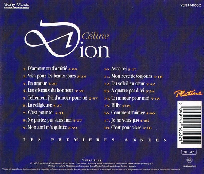 CELINE DION - LES PREMIERES ANNEES (CD) (1993)