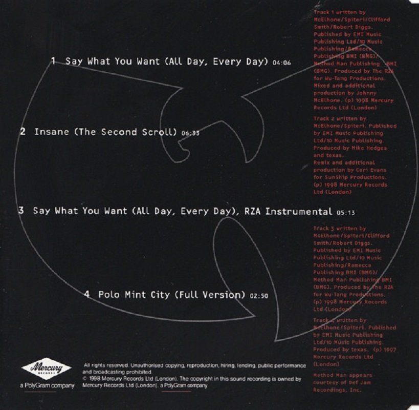 TEXAS - SAY WHAT YOU WANT (ALL DAY EVERY DAY) (1998)