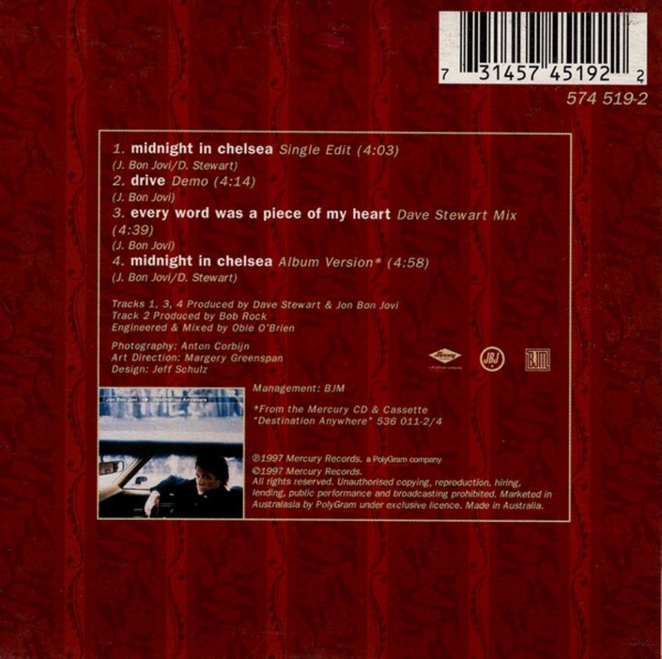 BON JOVI - MIDNIGHT IN CHELSEA (SINGLE)