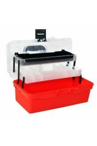 Şeffaf Kapaklı 15'' 2 Katlı Balıkçı Alet Malzeme Çantası