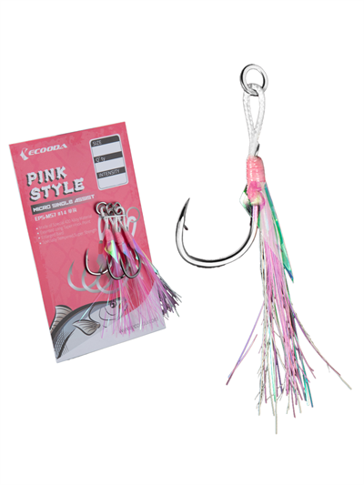 Ecooda Pink Style Light Jigging Single Hooks