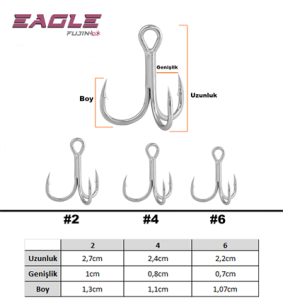 Fujin Eagle Süper Anti-Rust Üçlü Kanca