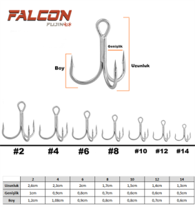 Fujin Falcon Süper Anti-Rust Üçlü Kanca