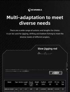 Ecooda Black Expert 3 190cm 180-300g Slow Jigging Kamışı