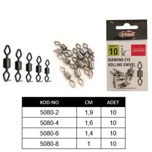 Captain 5080 Elmas Gözlü Fırdöndü 10'lu Paket Black Nikel