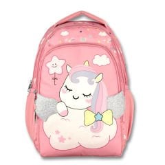4162 Cennec Pembe Simli Kanatlı Unicorn İlkokul Çantası