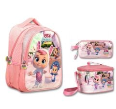 4054 Cry Babies Tavşan Kulaklar Kız Çocuk Üçlü İlkokul Çanta Seti