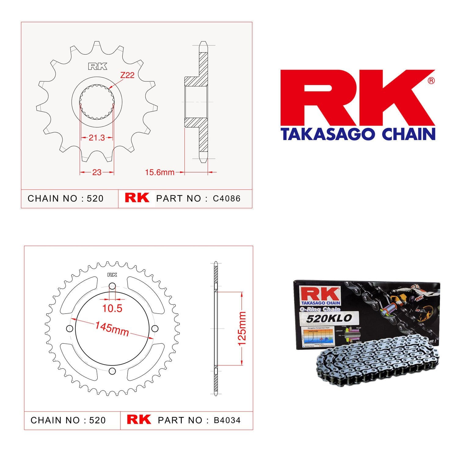 Yamaha XTZ 660 TENERE Zincir Dişli Set 520 RK KLO O-Ring 15/46T