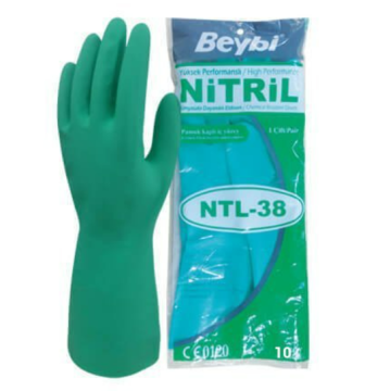 Beybi NTL-38 Kimyasal Koruyucu Nitril Eldiven 1 KOLİ ( 120 Adet )