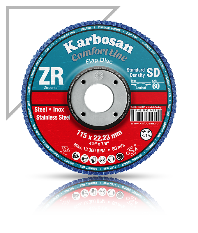 Karbosan Comfort Line ZR (Inox) Flap Disk 115x22.23 - 60 Kum