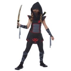 Hkostüm Casus Ninja Kız Çocuk Kostümü Lüks 5-6 Yaş Siyah