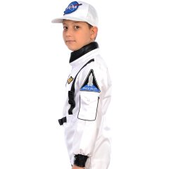 Herkese Kostüm Astronot Çocuk Meslek Kostümü Beyaz 5-6 Yaş