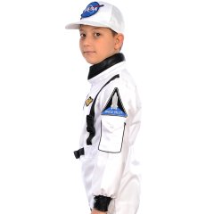 Herkese Kostüm Astronot Çocuk Meslek Kostümü Beyaz 7-8 Yaş