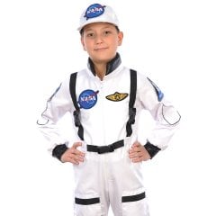 Herkese Kostüm Astronot Çocuk Meslek Kostümü Beyaz  9-10 Yaş