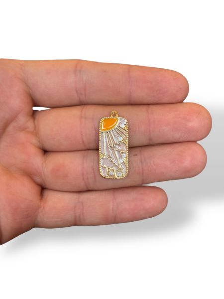 Altın Kaplama Zirkon Taşlı Desenli Charm