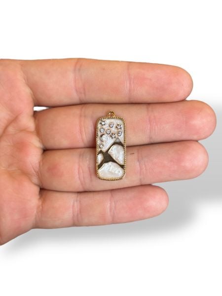 Altın Kaplama Zirkon Taşlı Desenli Charm
