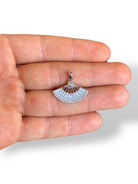 Rodyum Kaplama Zirkon Taşlı Yelpaze Charm