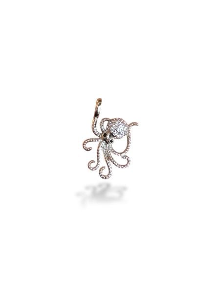 Rodyum Kaplama Zirkon Taşlı Ahtapot Charm