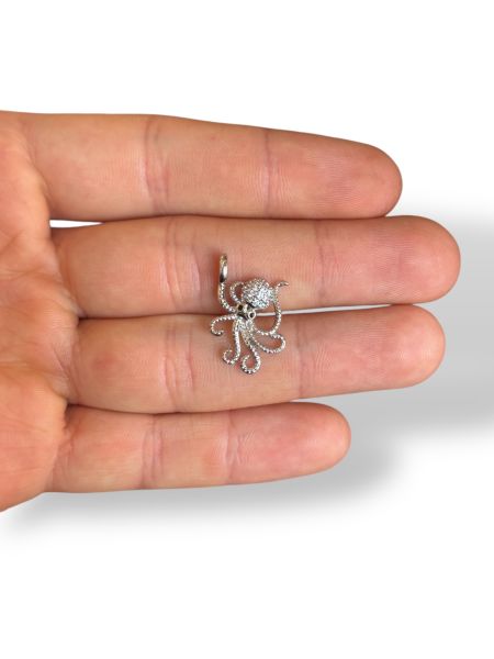 Rodyum Kaplama Zirkon Taşlı Ahtapot Charm