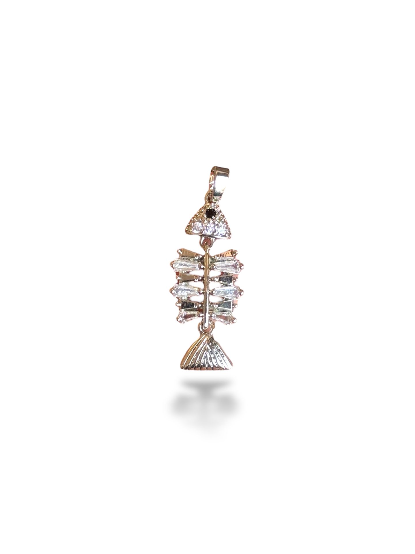Rodyum Kaplama Zirkon Taşlı Balık Charm